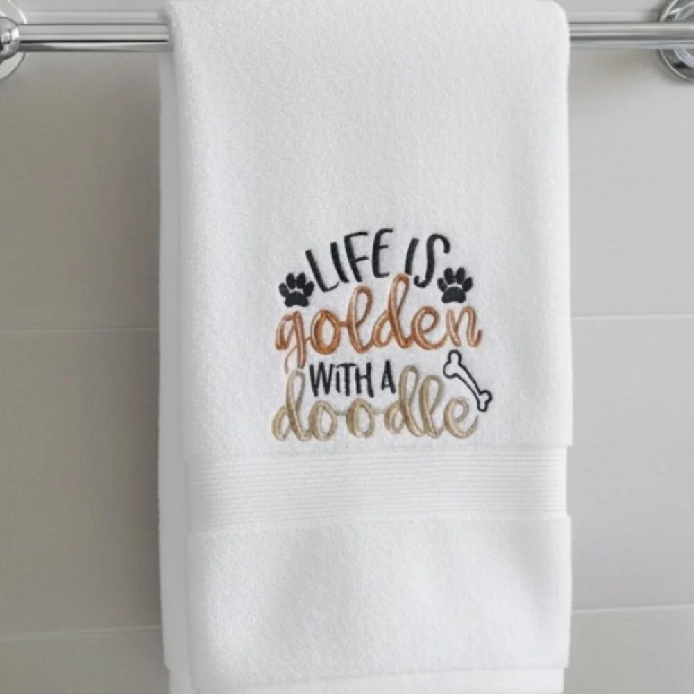 Hand Personalized Embroidered Pet Hand Towel with your Pet’s name. Dog cat fish